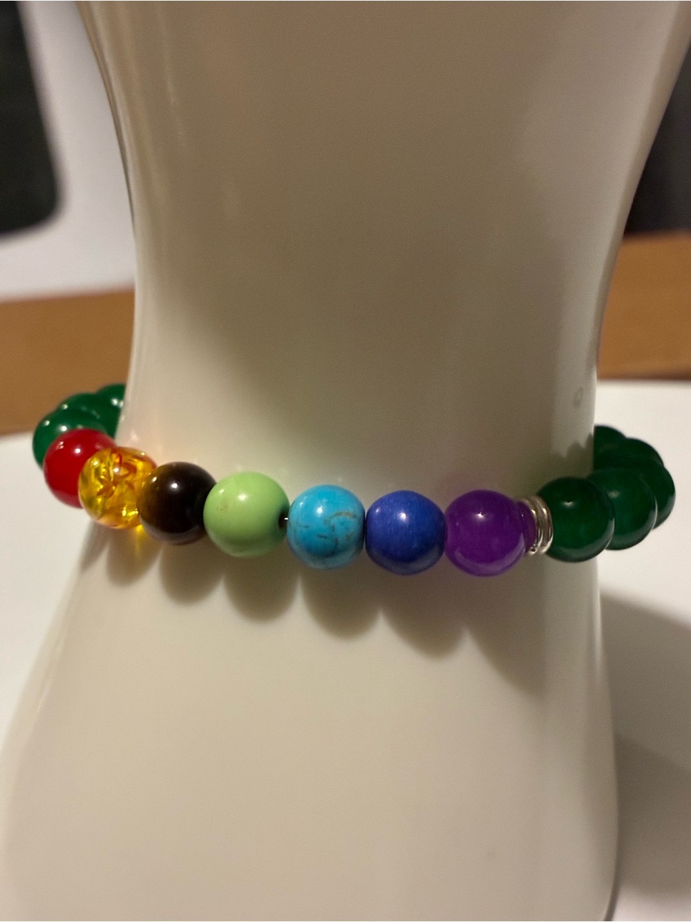 Colorful Multicolor Beaded Stretch Bracelet - Green, Blue, Purple, Red
